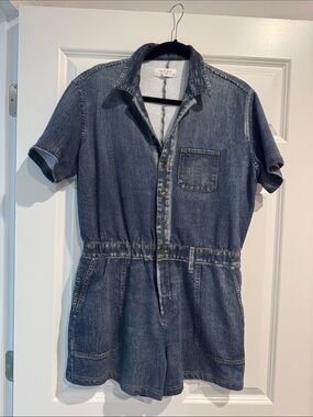 Rag & Bone Miramar denim Short Sleeve Romper - Classic Blue